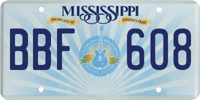 MS license plate BBF608