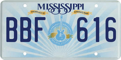 MS license plate BBF616
