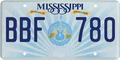 MS license plate BBF780