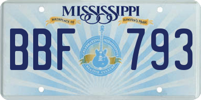 MS license plate BBF793