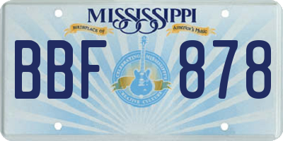 MS license plate BBF878