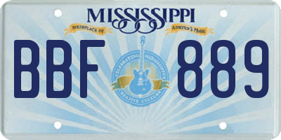 MS license plate BBF889