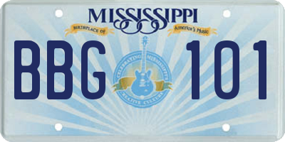 MS license plate BBG101