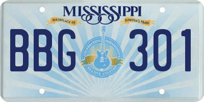 MS license plate BBG301