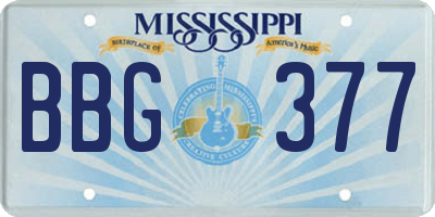 MS license plate BBG377