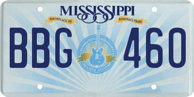 MS license plate BBG460