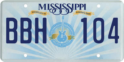 MS license plate BBH104