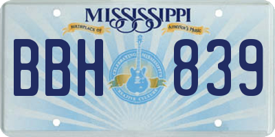 MS license plate BBH839