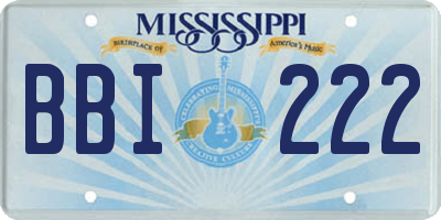 MS license plate BBI222