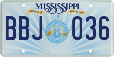 MS license plate BBJ036