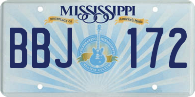 MS license plate BBJ172