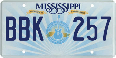 MS license plate BBK257