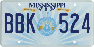 MS license plate BBK524