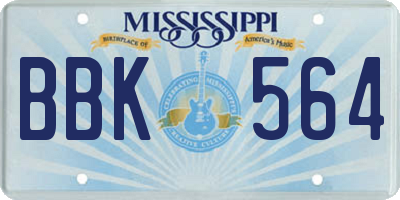 MS license plate BBK564