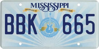 MS license plate BBK665