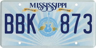 MS license plate BBK873