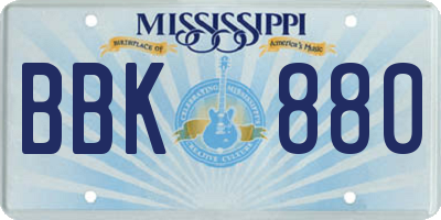 MS license plate BBK880