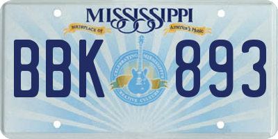 MS license plate BBK893