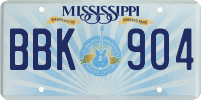 MS license plate BBK904
