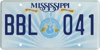 MS license plate BBL041