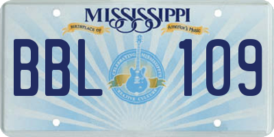 MS license plate BBL109