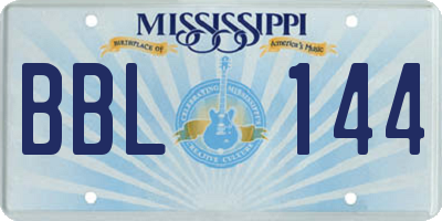 MS license plate BBL144