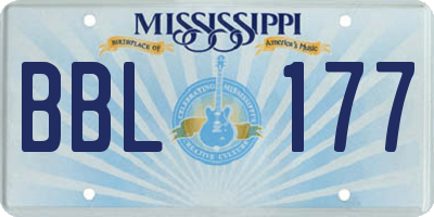 MS license plate BBL177
