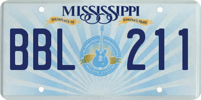 MS license plate BBL211