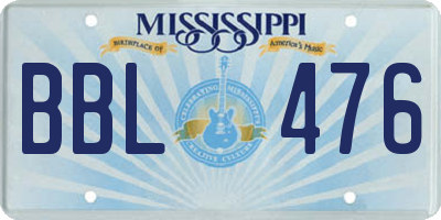 MS license plate BBL476