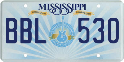 MS license plate BBL530
