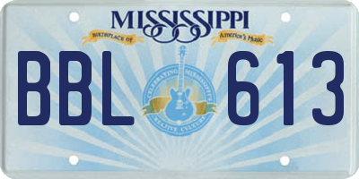 MS license plate BBL613