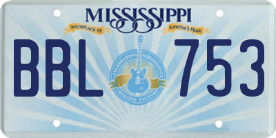 MS license plate BBL753