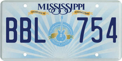 MS license plate BBL754