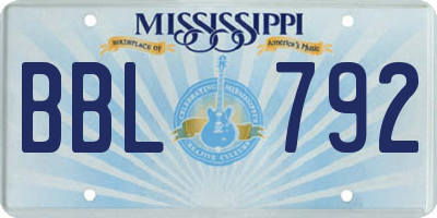 MS license plate BBL792