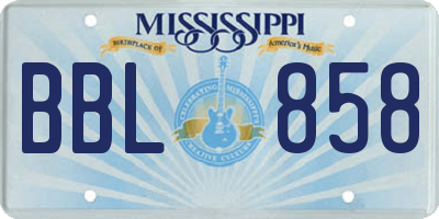 MS license plate BBL858