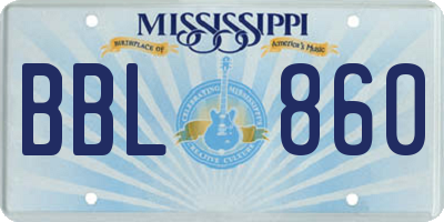 MS license plate BBL860
