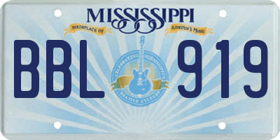 MS license plate BBL919
