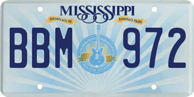 MS license plate BBM972