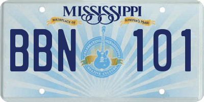 MS license plate BBN101
