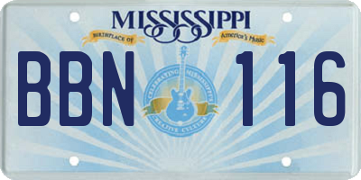 MS license plate BBN116