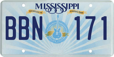 MS license plate BBN171