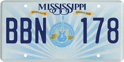 MS license plate BBN178