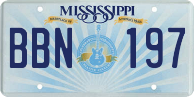 MS license plate BBN197