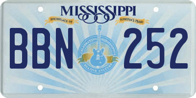 MS license plate BBN252