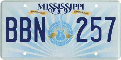 MS license plate BBN257