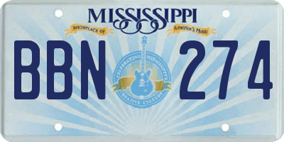MS license plate BBN274