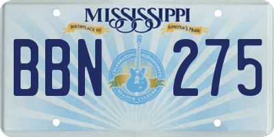 MS license plate BBN275