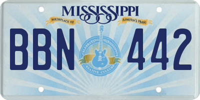 MS license plate BBN442