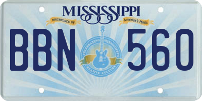 MS license plate BBN560