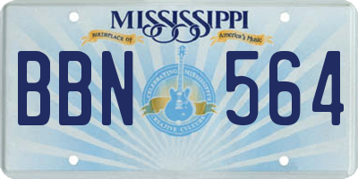 MS license plate BBN564